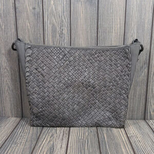 Laurent Effel St Barth‎ Italy Leather Shoulder Bag Purse Woven Olive Green Gray